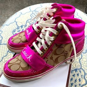 Coach Mistie Pink Sequin High Top Sneaker